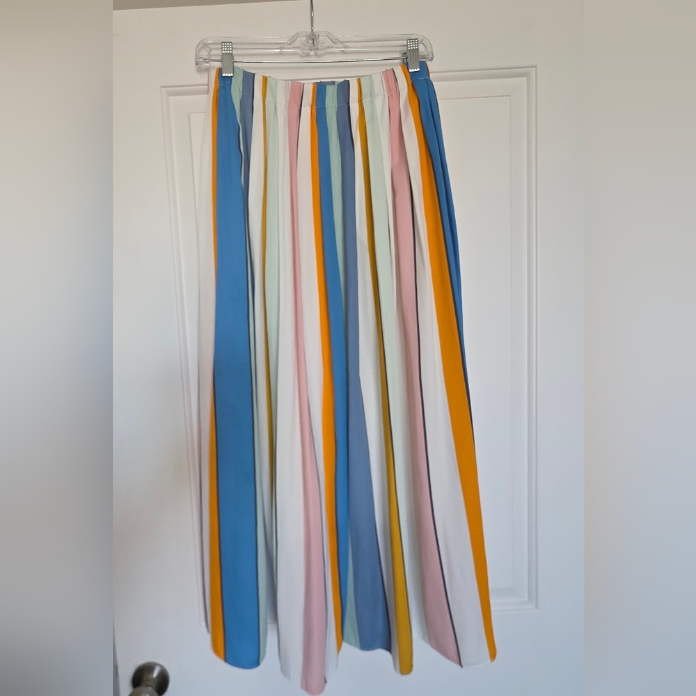 LOFT Striped Maxi Skirt in Blue, Pink, White, Yellow